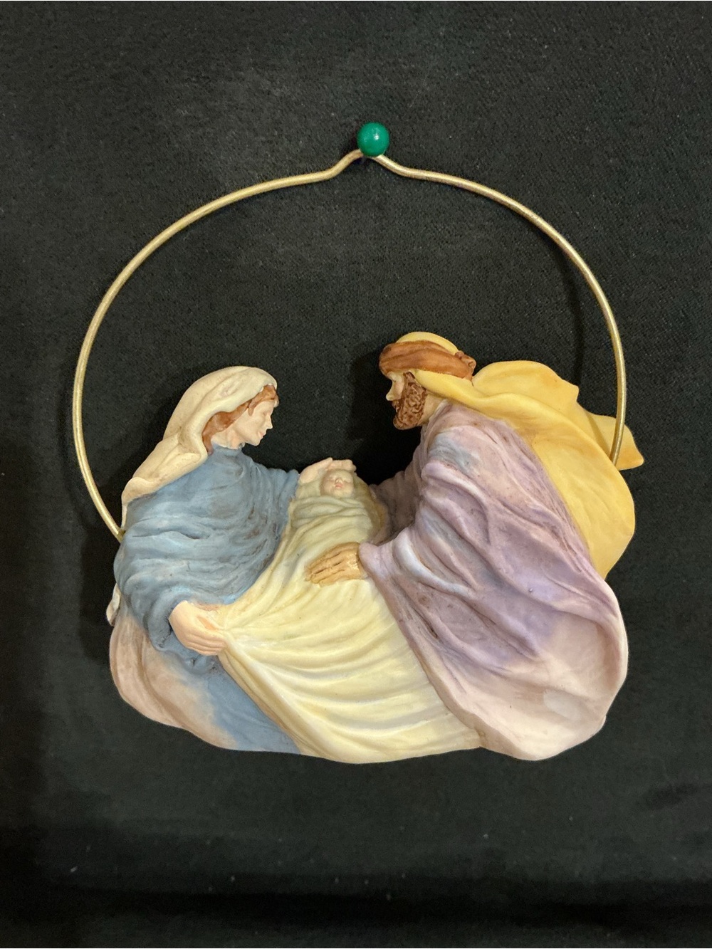 Hallmark Nativity Ornament in Blue, Purple, Yellow, Cream